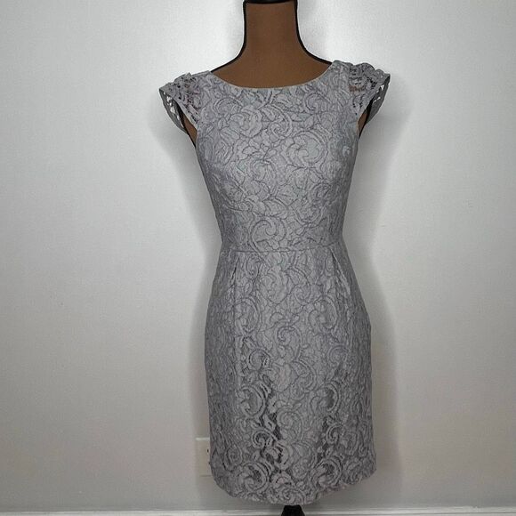 J. Crew, Elsa Dress Leavers Lace in Stormy Gray, Bridesmaid Women’s 0 Petite - Picture 3 of 13